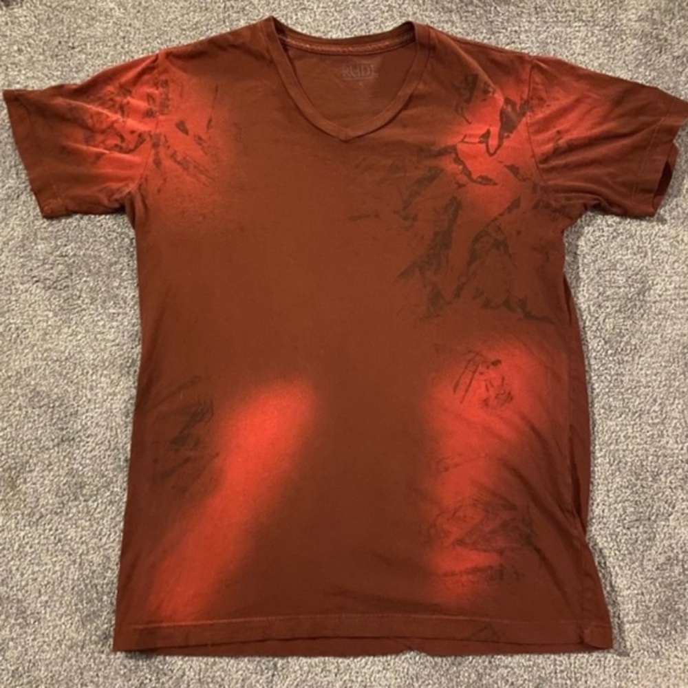 Unisex cotton t shirt red ombre tie dye colors , Size S men or size M women